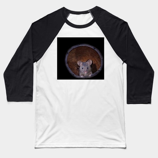 sad mouse in a coconut shell house Baseball T-Shirt by Simon-dell